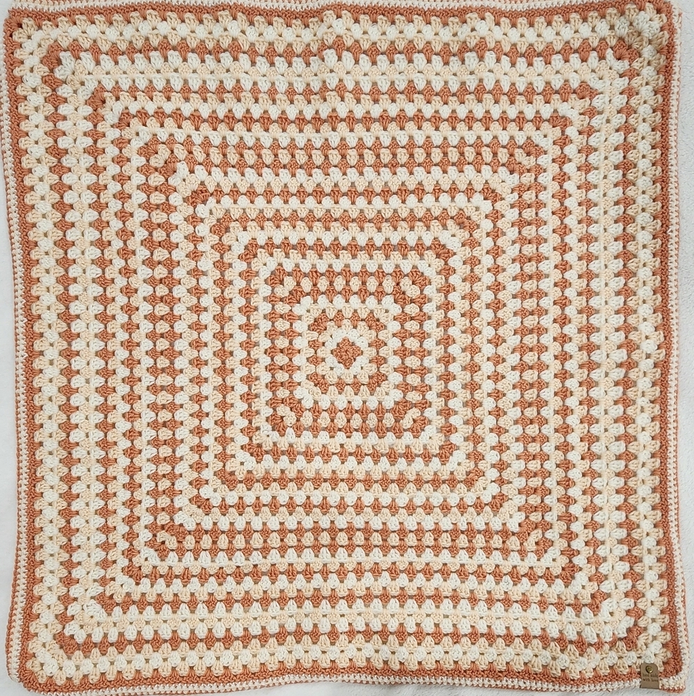 Crochet Blanket in Cream and Tan - Picture 5 of 6